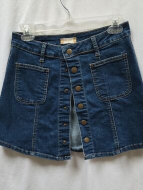 Altar'd State Indigo Denim Button Detail Skirt